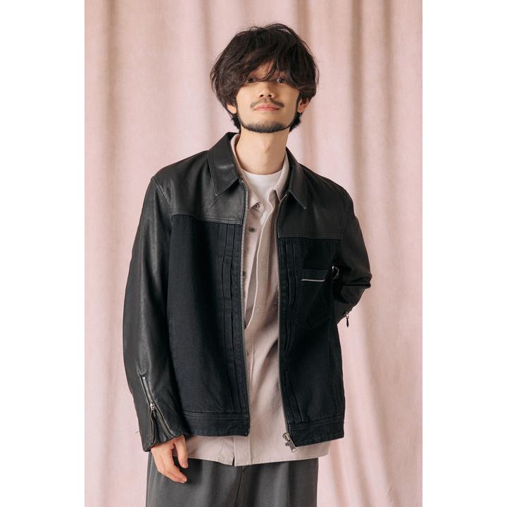 LEATHER DENIM JKT