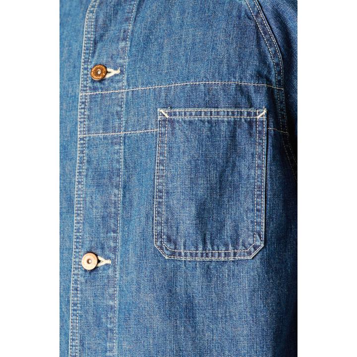 BANDCOLLAR DENIM COAT