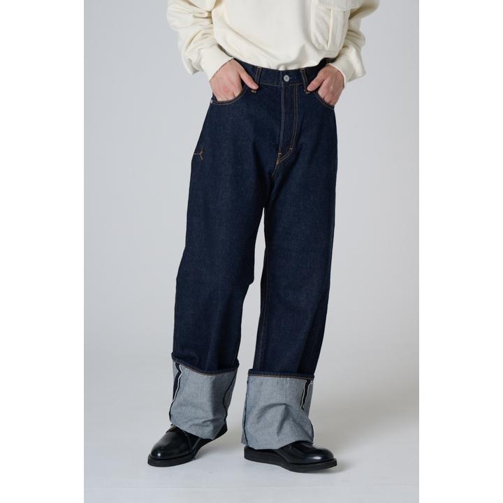 PULL UP EMBROIDEERY DENIM TROUSER