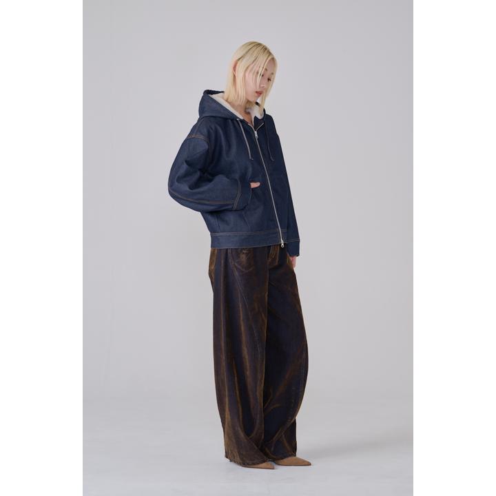 SHERPA-LINED DENIM HOODIE JACKET