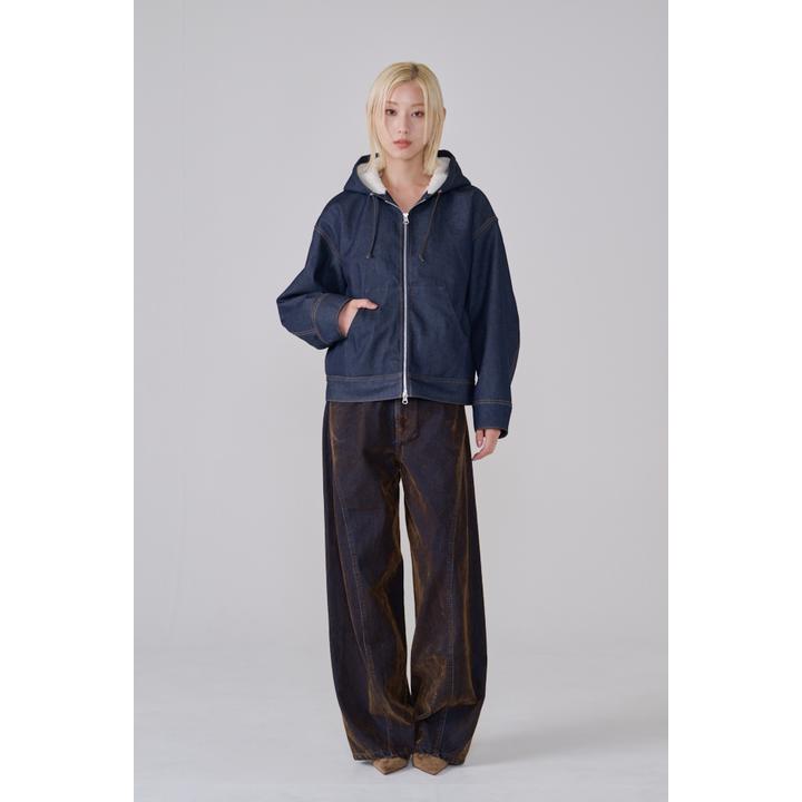 SHERPA-LINED DENIM HOODIE JACKET