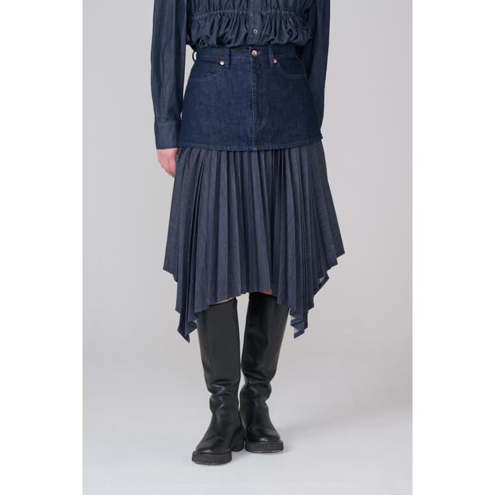 DENIM PLEATS LAYERED SK