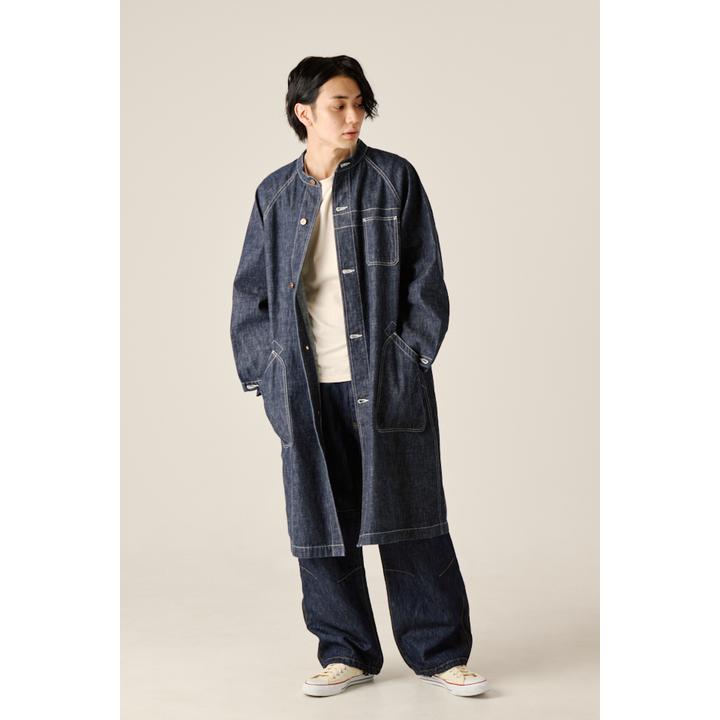 BANDCOLLAR DENIM COAT